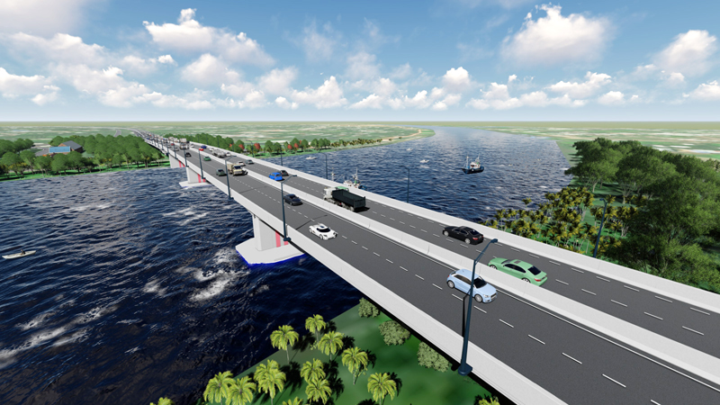 Cầu Bình Gởi do tỉnh Bình Dương xây dựng, nhưng có khoảng 700m mặt bằng thuộc địa phận TP.HCM. Ảnh: Ban Quản lý dự án đầu tư xây dựng công trình giao thông tỉnh Bình Dương