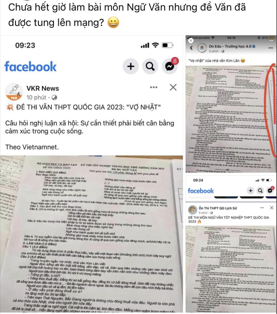 Xôn xao lọt đề thi Văn tốt nghiệp THPT 2023 ra ngoài, chưa hết giờ đã bị tung lên mạng - Ảnh 1.