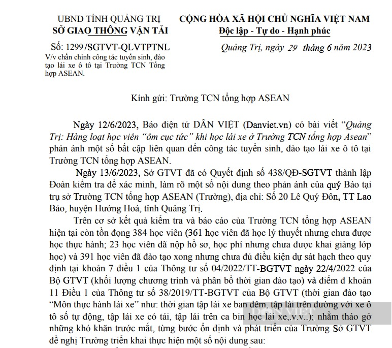 Kết quả kiểm tra Trường Trung cấp nghề tổng hợp Asean: 775 học viên “bị kẹt” - Ảnh 1.