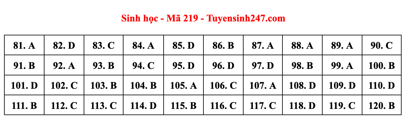 Cập nhật gợi ý đáp án đề thi môn Vật lý, Hóa học, Sinh học tốt nghiệp THPT năm 2023 theo mã đề nhanh nhất - Ảnh 30.