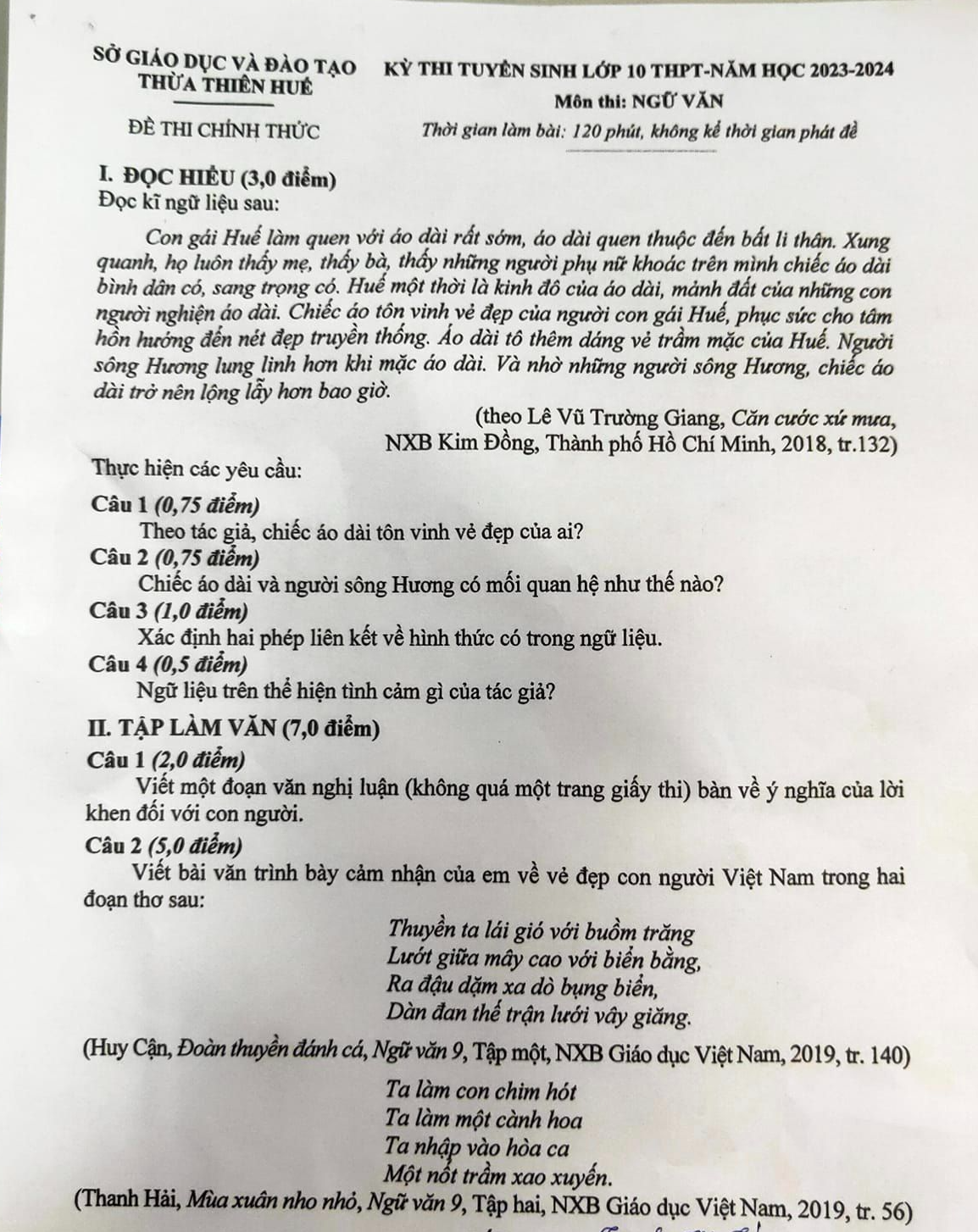 Có một đề thi Văn vào lớp 10 nhận đồng loạt lời khen hay, đọc câu hỏi thôi cũng thấy đẹp - Ảnh 1.