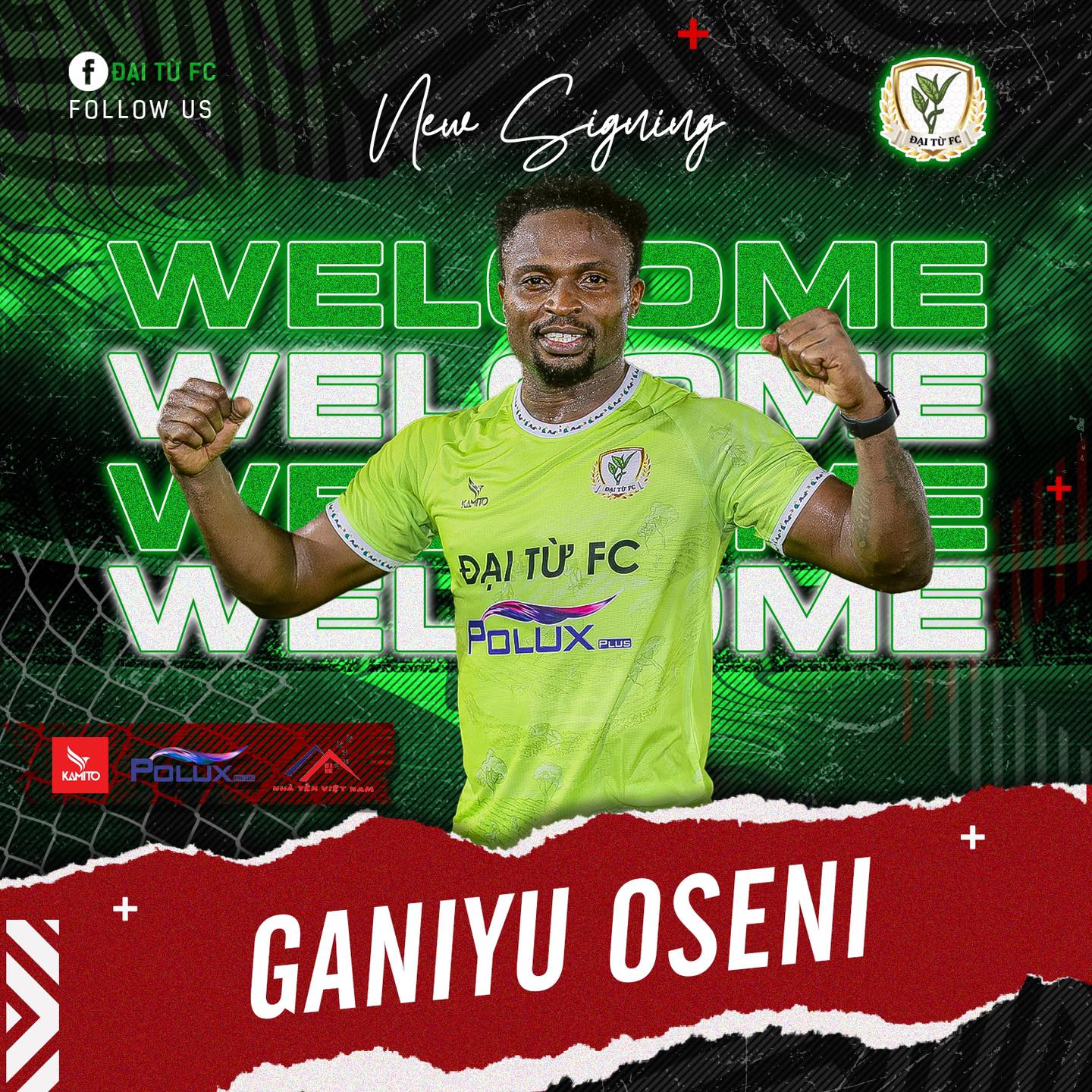 Vua phá lưới V.League 2018 Oseni đã được FC Đại Từ chiêu mộ nhằm chuẩn bị cho giai đoạn 2 HPL-S10.