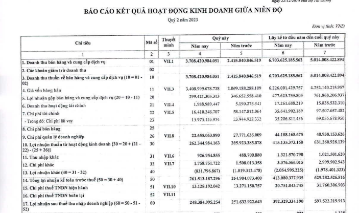 Nhiệt điện Quảng Ninh (QTP): Lãi lũy kế quý II 413 tỷ đồng, giảm 34,3% so với cùng kỳ năm 2022 - Ảnh 1.