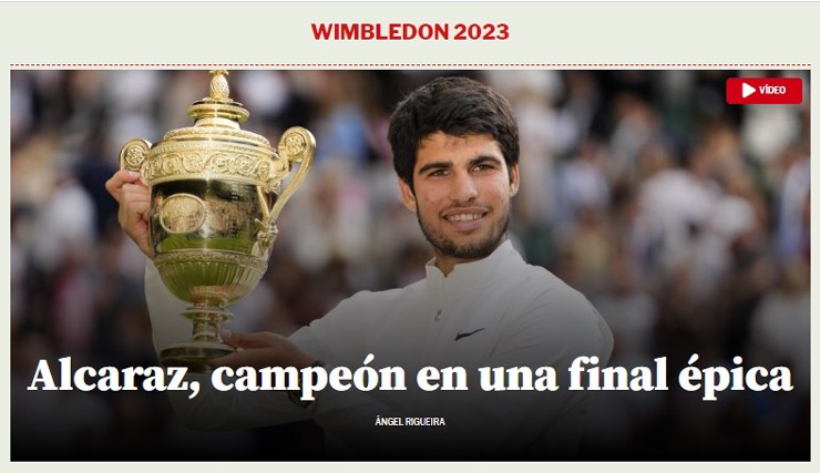 Alcaraz giành chức vô địch đơn nam Wimbledon, báo Tây Ban Nha khen hết lời - Ảnh 3.