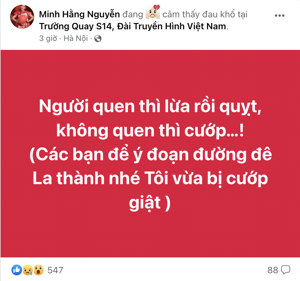 NSND Minh Hằng bị cướp: &quot;Tôi không nghĩ giữa ban ngày ban mặt, ngay giữa Thủ đô bọn cướp lại manh động đến vậy&quot; - Ảnh 1.