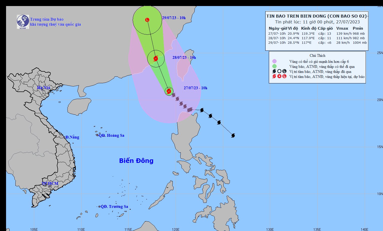 Tin bão số 2 (bão Doksuri) mới nhất trên biển Đông - Ảnh 1.