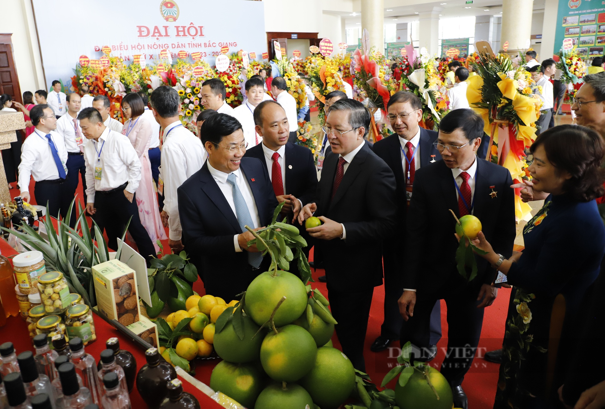 Lãnh đạo TƯ Hội Nông dân Việt Nam tham quan gian hàng trưng bày sản phẩm OCOP đặc trưng của tỉnh Bắc Giang - Ảnh 1.