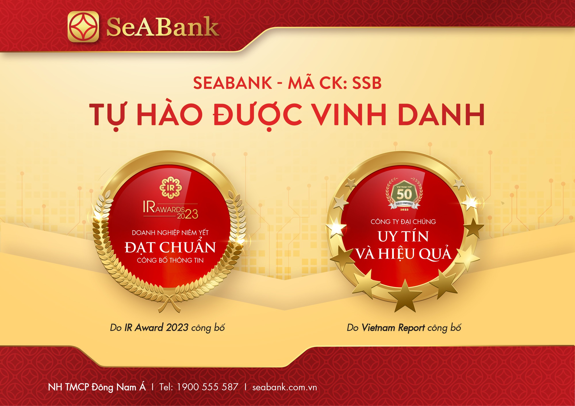 SeABank nhận giải Top 50 công ty đại chúng uy tín và hiệu quả & Ngân hàng đạt chuẩn công bố thông tin năm 2023 - Ảnh 1.