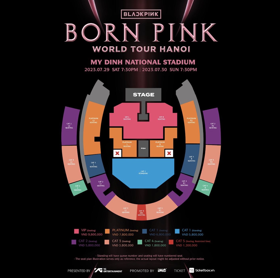 Công bố giá vé và sơ đồ sân khấu chính thức của concert Blackpink tại Hà Nội  - Ảnh 2.