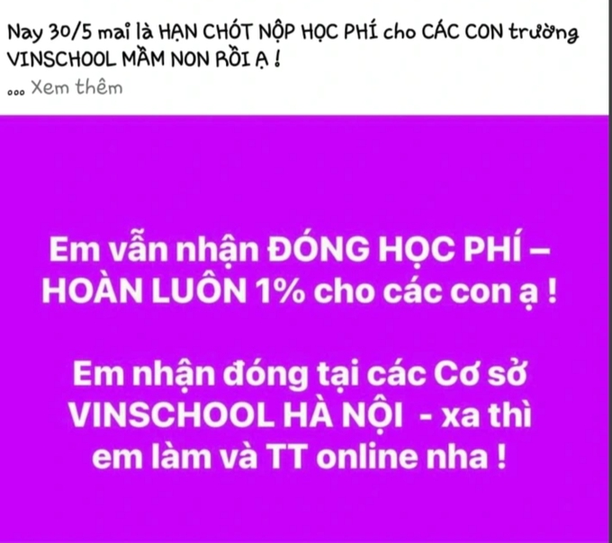 Giả danh phụ huynh Vinschool lừa đảo hàng tỷ đồng học phí - Ảnh 1.