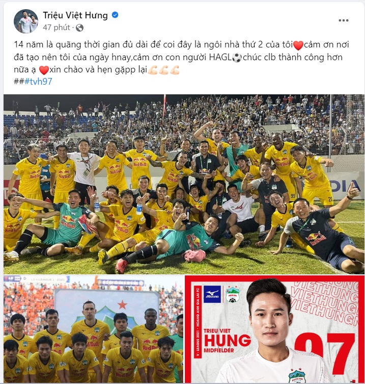 Triệu Việt Hưng chính thức chia tay HAGL - Ảnh 1.