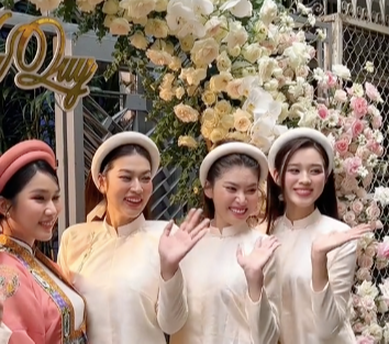 Đám cưới Á hậu Phương Anh xuất hiện 2 Hoa hậu xinh đẹp, lôi cuốn trong dàn phù dâu - Ảnh 2.