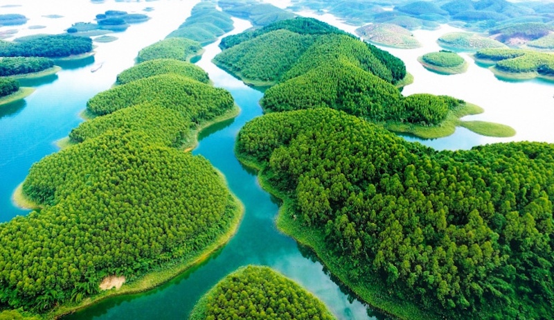 Ở Phú Thọ có một đầm nước rộng 410ha cách Hà Nội không xa, có 41 hòn đảo tựa như vịnh Hạ Long - Ảnh 2.
