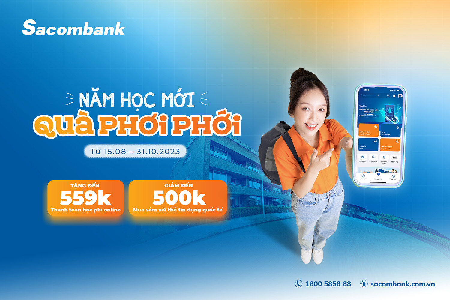 SACOMBANK ưu đãi thanh toán học phí và mua sắm đầu năm học - Ảnh 1.