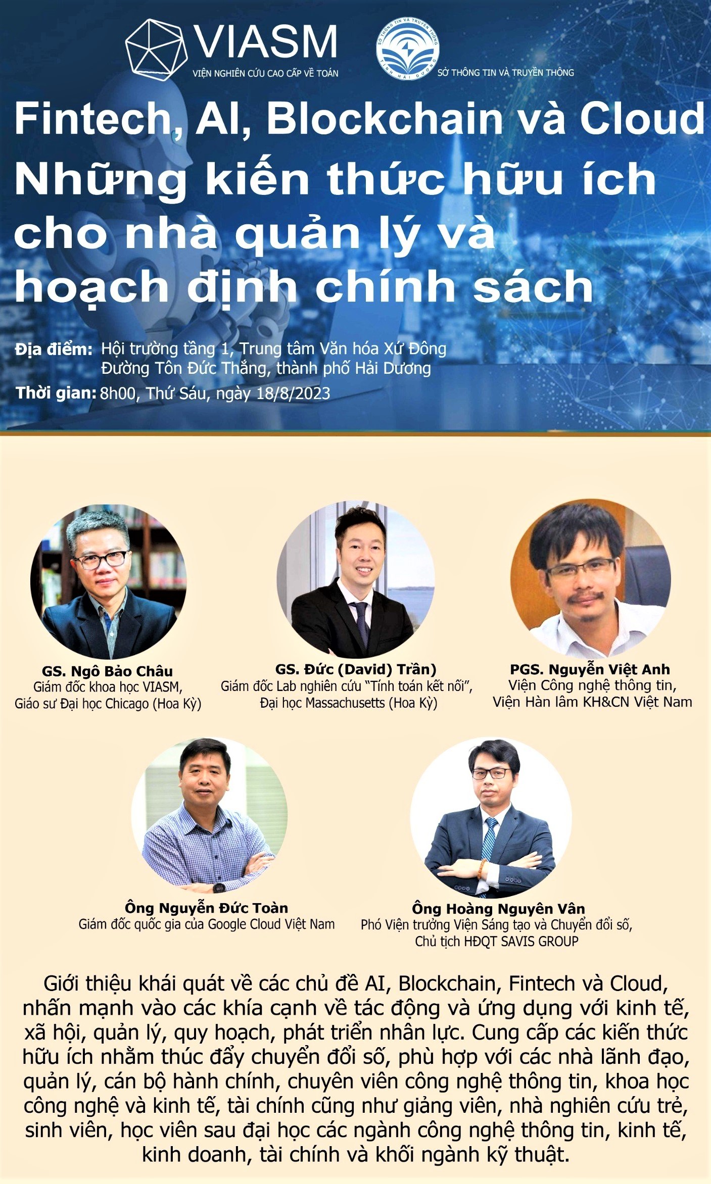 Sáng mai 18/8, Giáo sư Ngô Bảo Châu nói chuyện về Fintech, AI, Blockchain và Cloud ở Hải Dương - Ảnh 1.