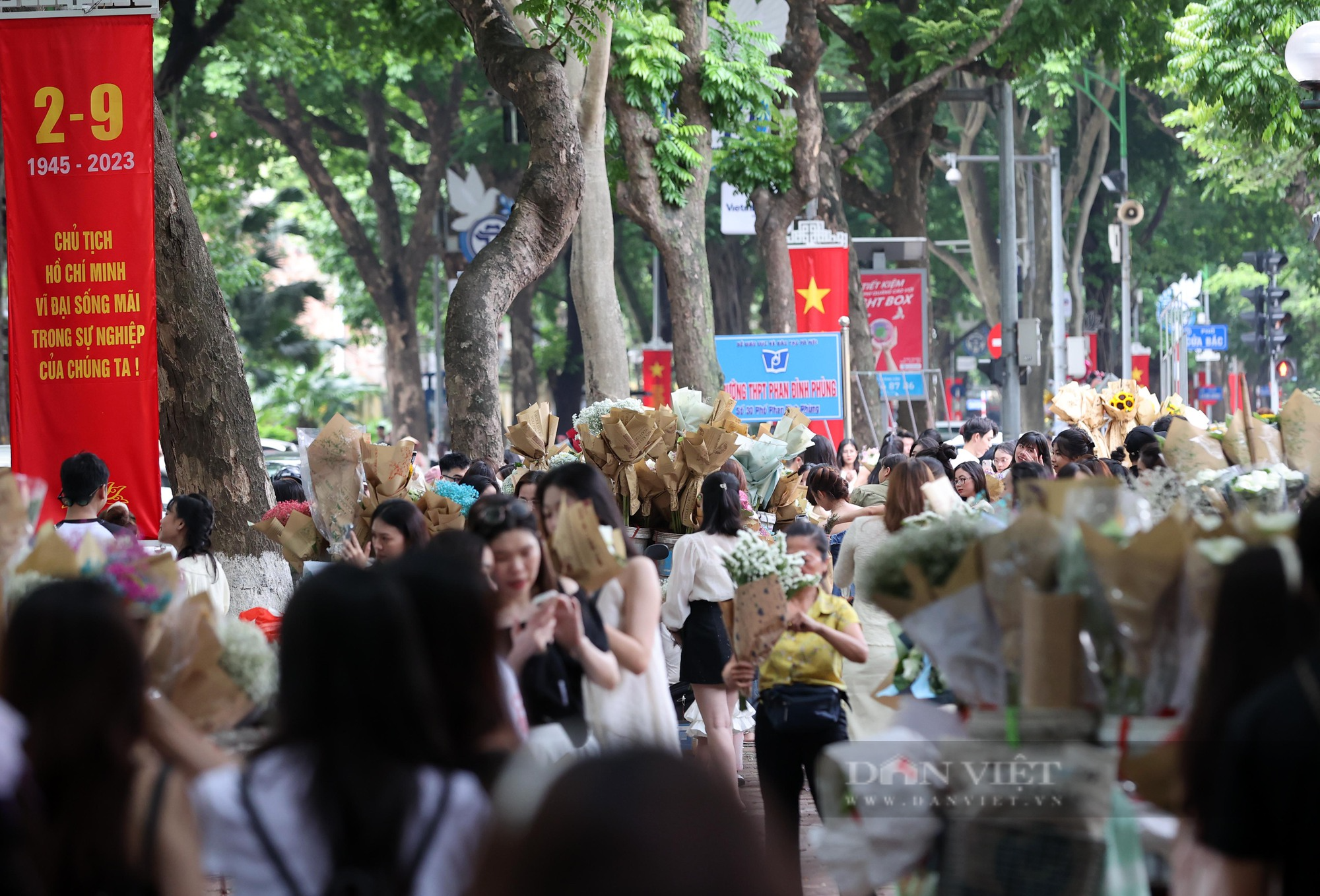 &quot;Con đường thu&quot; Phan Đình Phùng đông nghịt người ngày cuối tuần, tràn xuống cả đường để chụp ảnh - Ảnh 1.