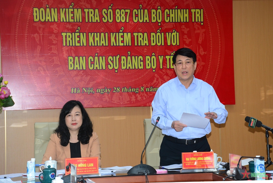 Đại tướng Lương Cường và Đoàn công tác của Bộ Chính trị kiểm tra tại Ban Cán sự Đảng Bộ Y tế - Ảnh 1.
