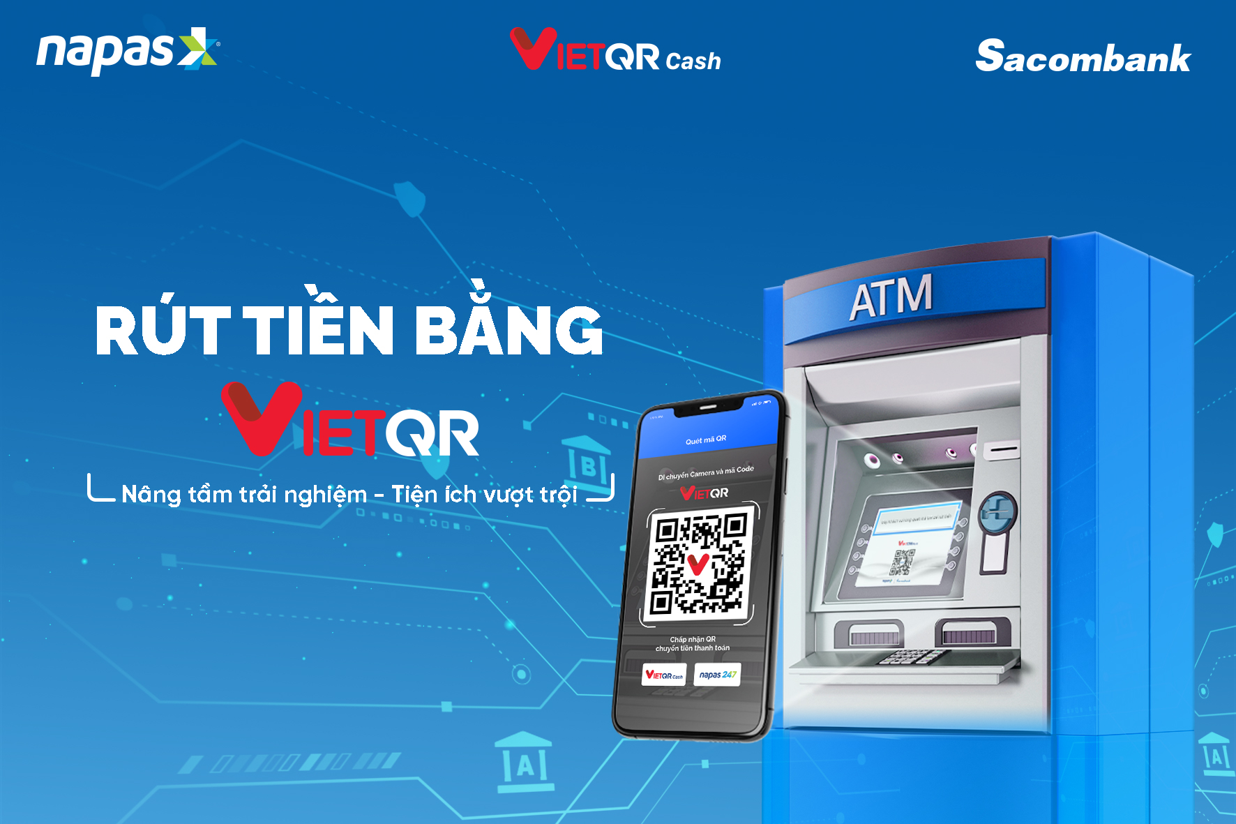 Quét VietQR rút tiền tại ATM các ngân hàng dễ dàng với Sacombank - Ảnh 1.