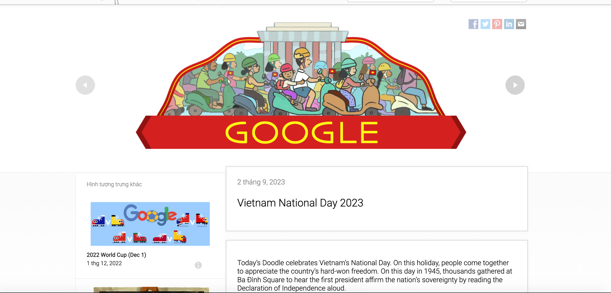 Google thay logo có ảnh Lăng Bác Hồ để chúc mừng Quốc khánh Việt Nam - Ảnh 1.
