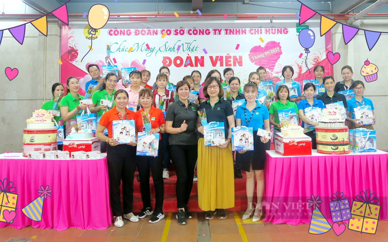 Công đoàn công ty Chí Hùng tổ chức buổi tiệc mừng và tặng quà mừng sinh nhật cho đoàn viên. Ảnh: NVCC