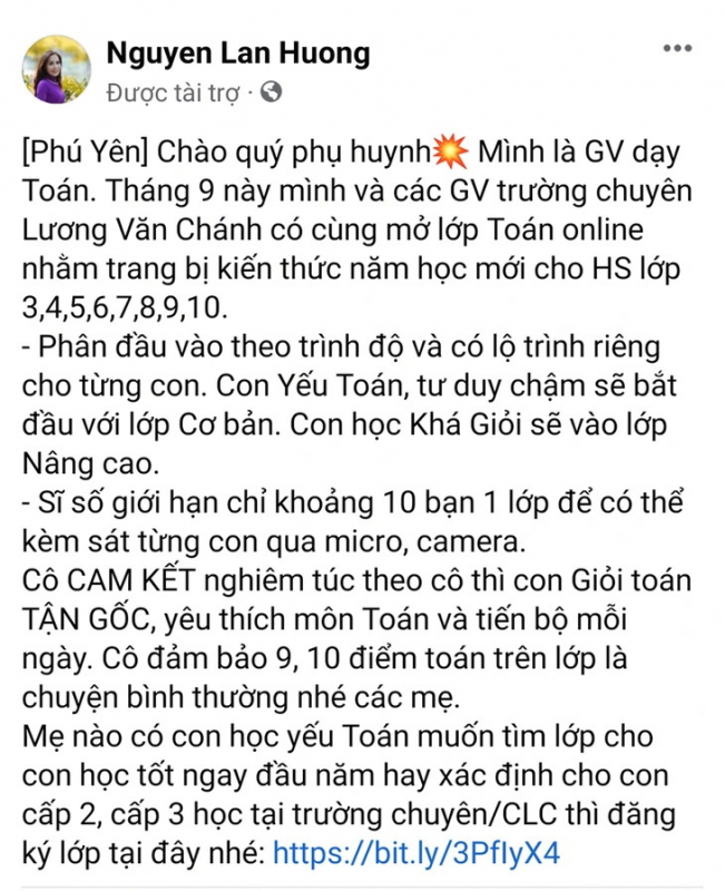 Mạo danh giáo viên dạy toán trường chuyên đăng tải thông tin mời học online - Ảnh 1.