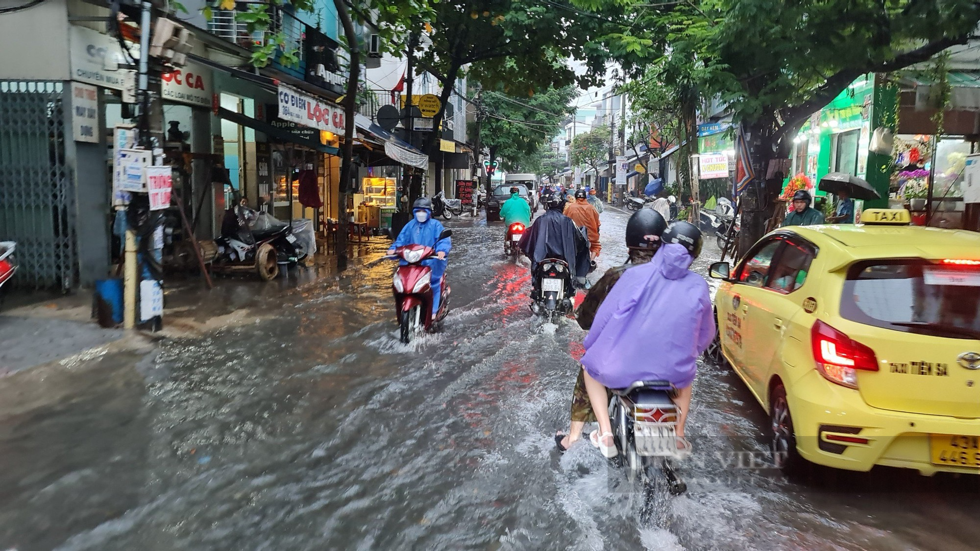 Đà Nẵng mưa to ngập đường, người dân chật vật lội nước đi làm - Ảnh 4.