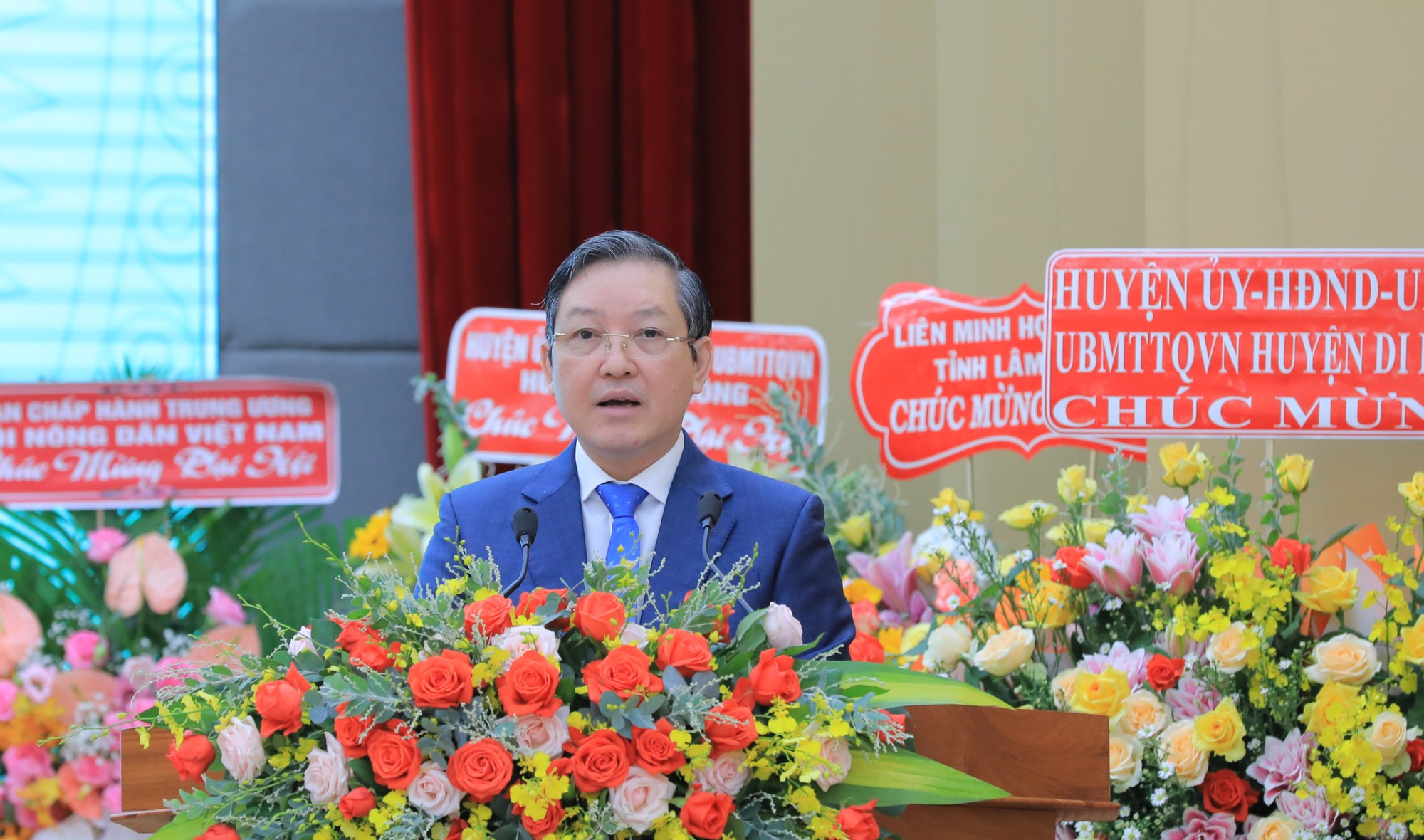 Ông Lương Quốc Đoàn phát biểu chỉ đạo tại Đại hội đại biểu Hội Nông dân tỉnh Lâm Đồng lần thứ IX nhiệm kỳ 2023-2028