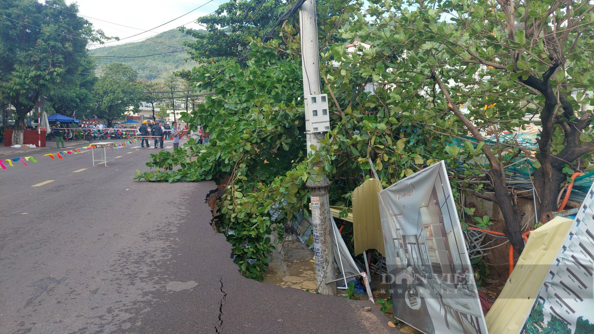 Sụt lún 'nuốt chửng' cây xanh, khiến hơn 4.000 khách hàng bị mất điện tại Bình Định - Ảnh 9.