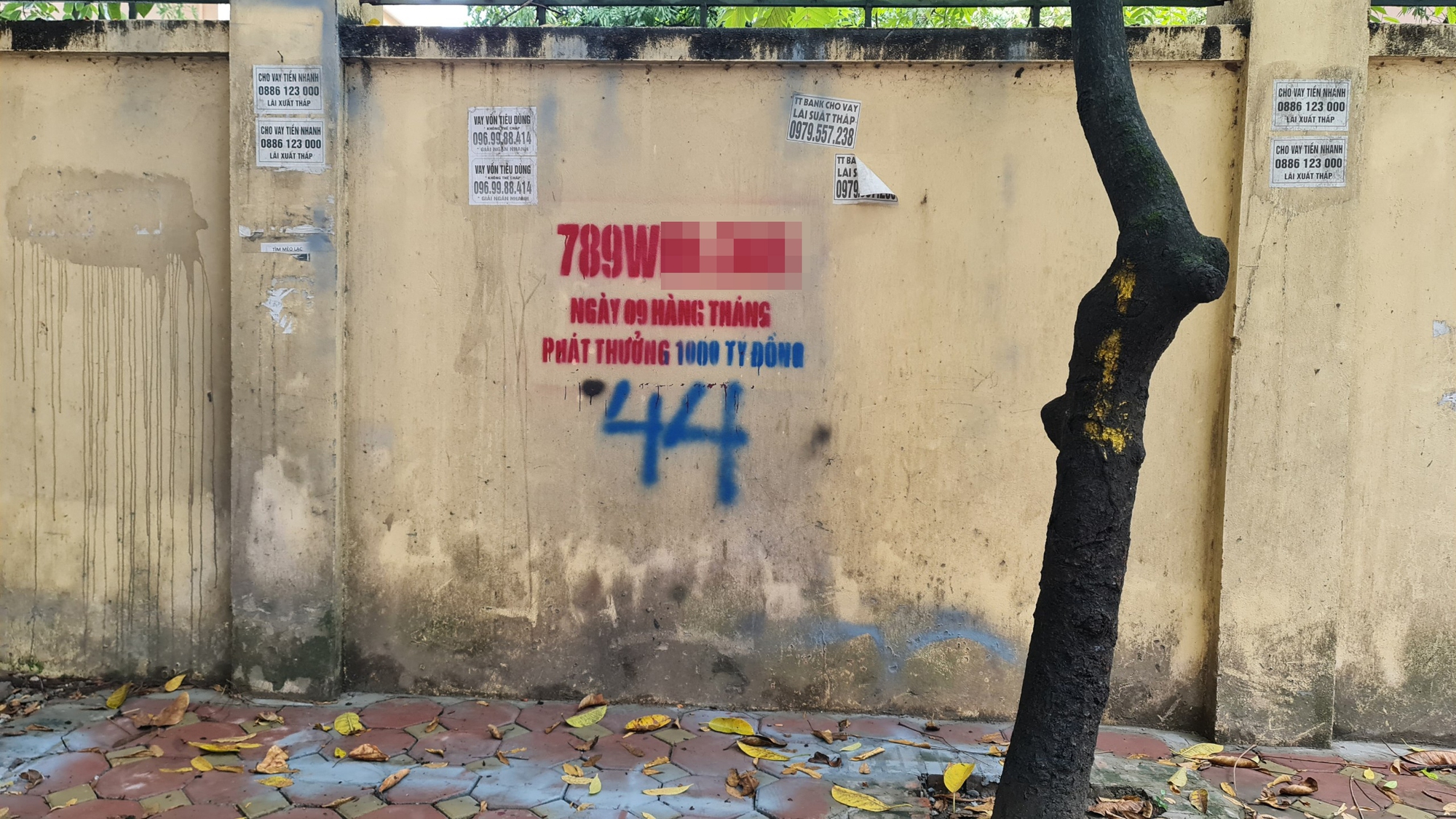 Hà Nội: Ngang nhiên quảng cáo web cá độ trên tường ở Cầu Giấy - Ảnh 2.