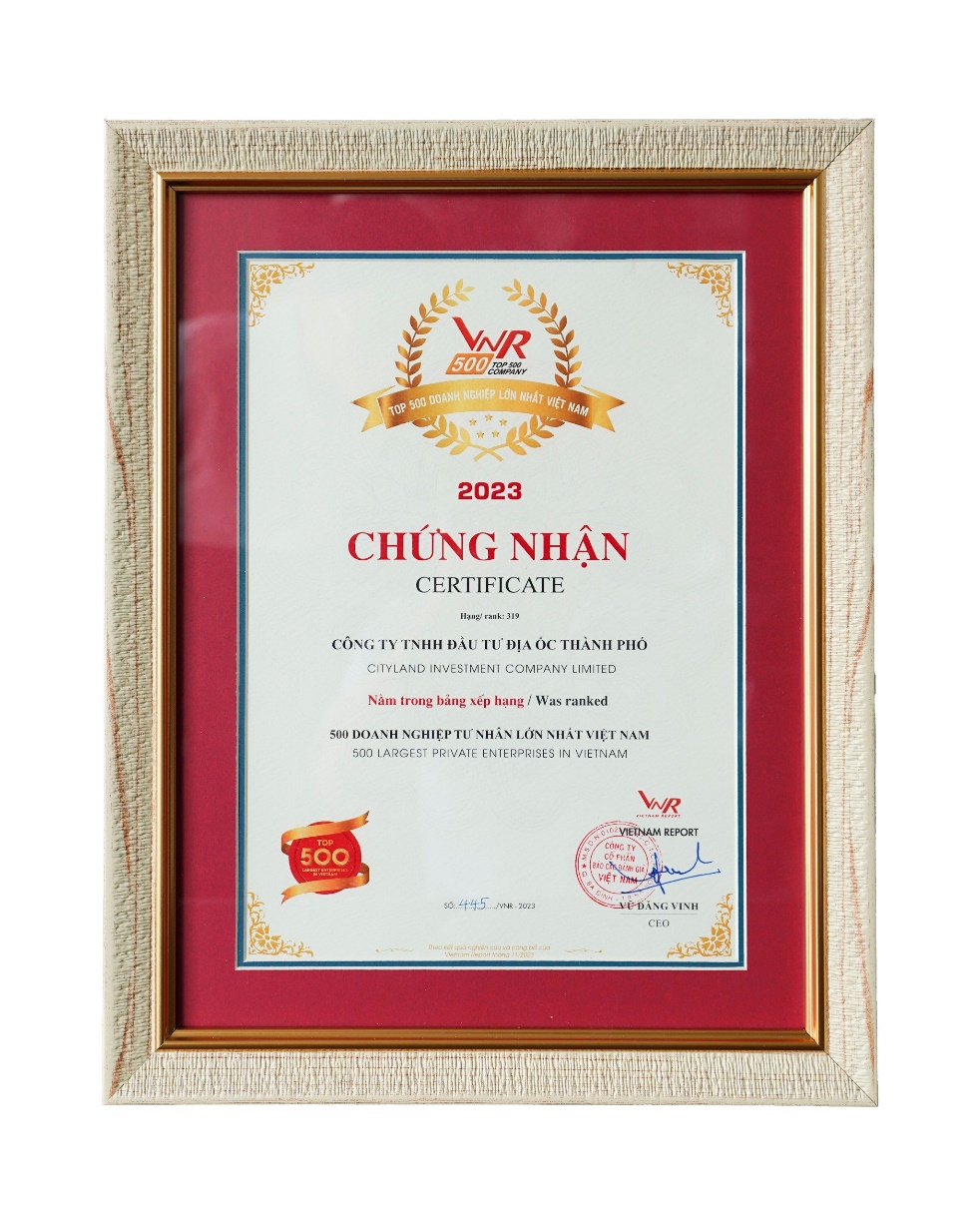 CityLand được vinh danh Top 500 doanh nghiệp lớn nhất Việt Nam 2023- Ảnh 3.