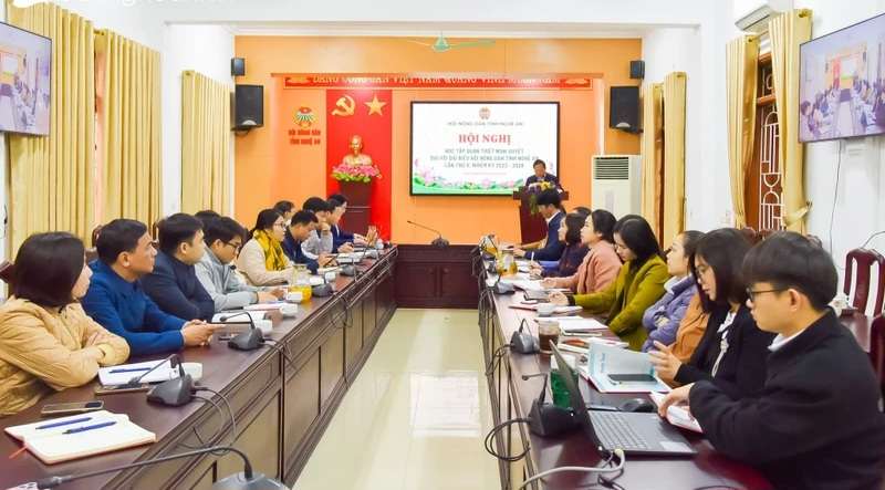 Hội nghị trực tuyến toàn tỉnh Nghệ An nghiên cứu, học tập, quán triệt Nghị quyết Đại hội X Hội Nông dân tỉnh- Ảnh 2.