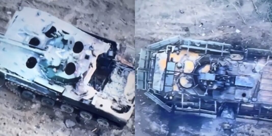 Video đoàn xe bọc thép Nga rơi vào bẫy mìn của Ukraine- Ảnh 1.