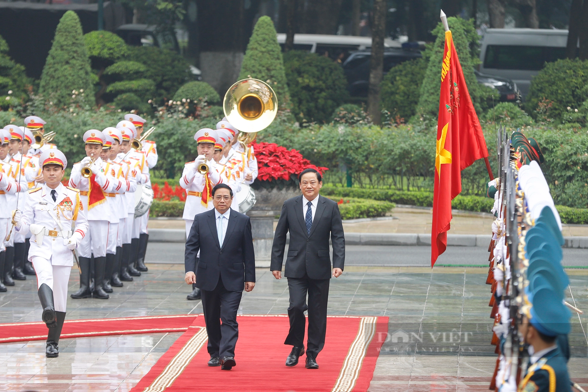 Hình ảnh Thủ tướng Chính phủ Phạm Minh Chính chủ trì Lễ đón Thủ tướng Lào thăm chính thức Việt Nam- Ảnh 4.