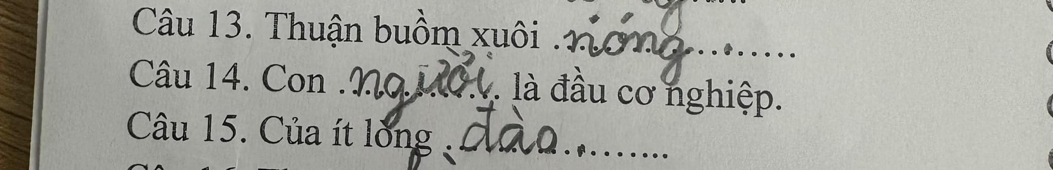 “Cười đau bụng” bài tập Tiếng Việt của học sinh tiểu học: "Của ít lòng đào", "Con người là đầu cơ nghiệp”- Ảnh 4.