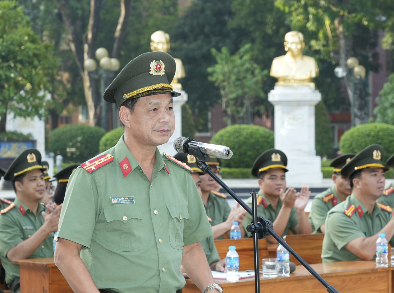 Sôi nổi Hội thi Điều lệnh, võ thuật CAND khối học viên Học viện ANND - Ảnh 1.