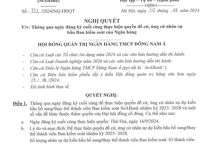 SeABank chốt ngày đăng ký cuối cùng tham dự Đại hội cổ đông bất thường năm 2024- Ảnh 2.