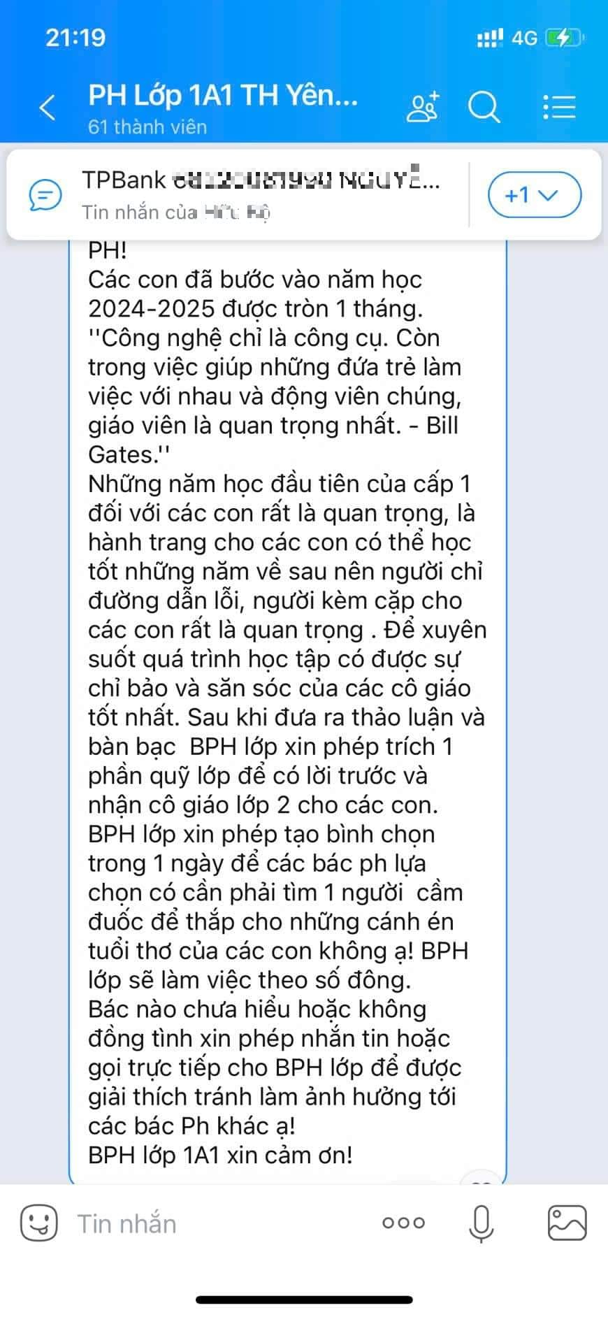 Choáng vì con vừa vào lớp 1, ban phụ huynh muốn trích quỹ lớp để "có lời trước nhận cô giáo lớp 2"- Ảnh 1.