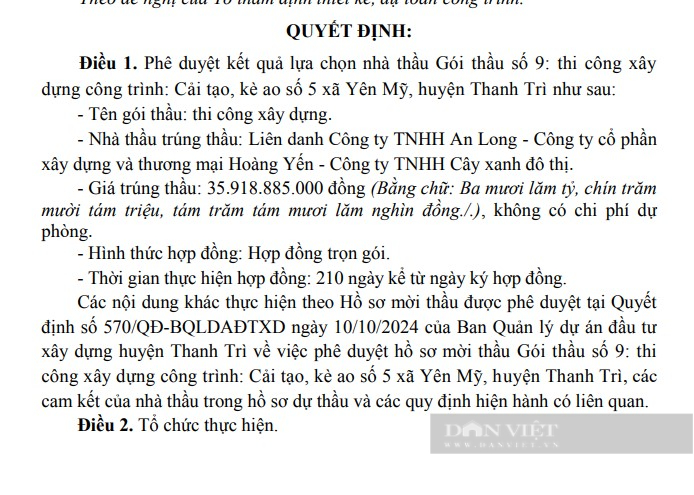 "Hé mở" về nhà thầu chỉ tham dự gói do Ban QLDA huyện Thanh Trì mời thầu- Ảnh 1.