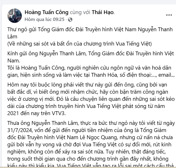 Phản ứng của Tổng Giám đốc Đài Truyền hình Việt Nam khi Vua tiếng Việt bị chỉ trích nặng nề- Ảnh 1.