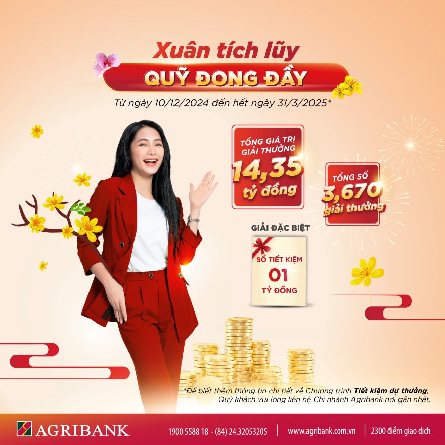 Cơ hội trúng 1 tỷ đồng khi tham gia chương trình Tiết kiệm dự thưởng “Xuân tích lũy - Quỹ đong đầy” của Agribank - Ảnh 1.