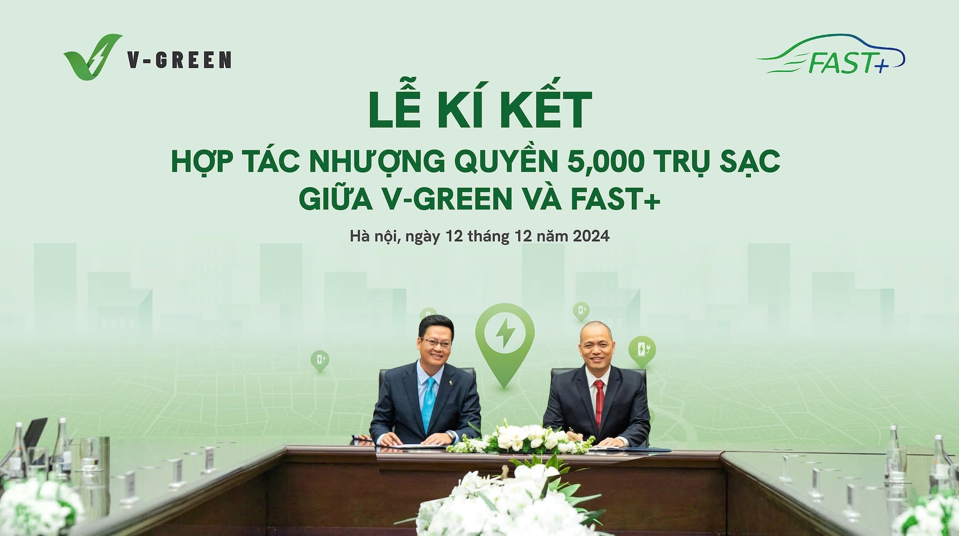 V-GREEN hợp tác Fast+ triển khai 5.000 trụ sạc đến hết năm 2025 - Ảnh 1.