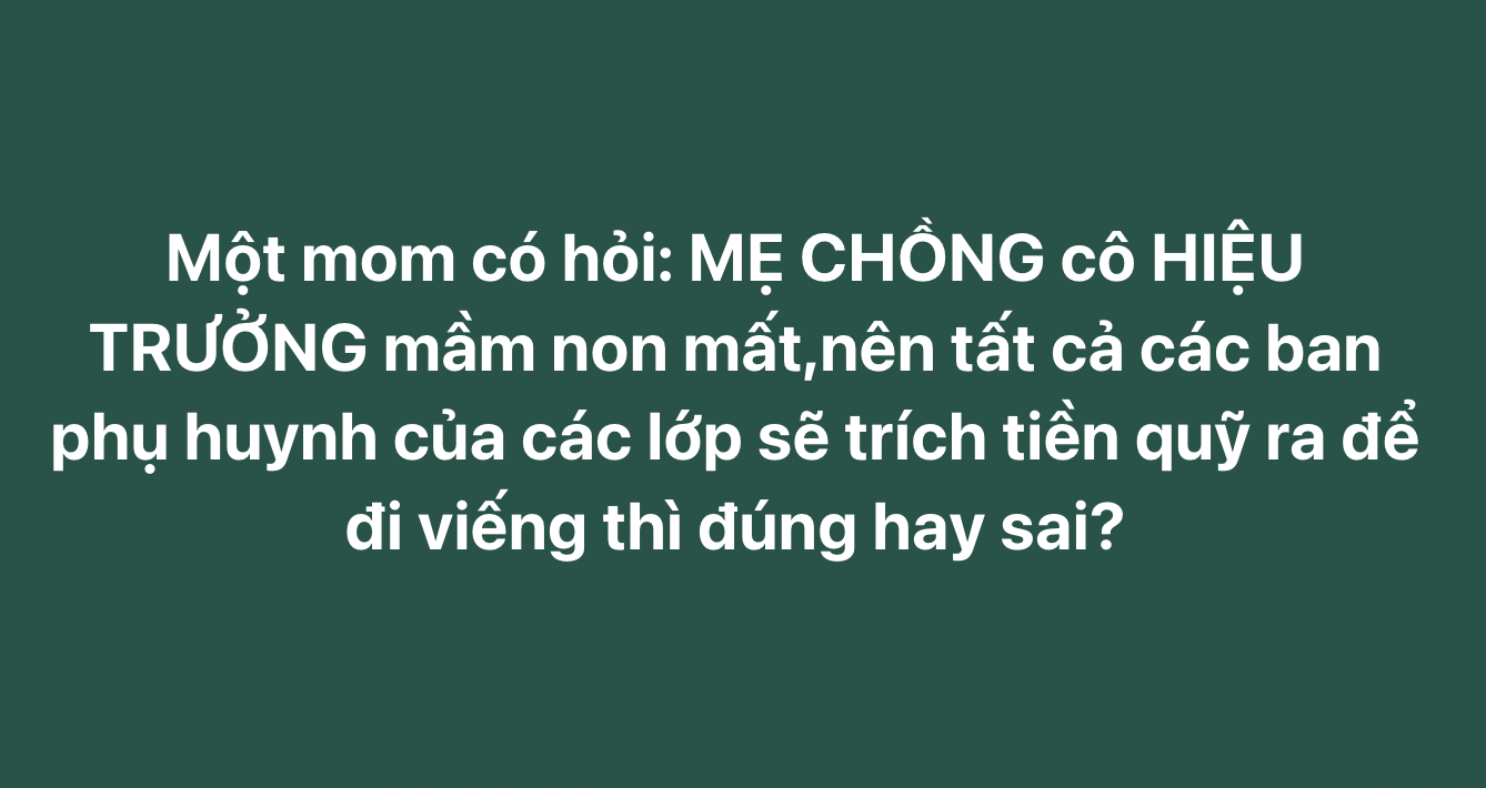 Ban phụ huynh trích quỹ lớp viếng mẹ chồng hiệu trưởng, phụ huynh xin ý kiến: Đúng hay sai? - Ảnh 1.