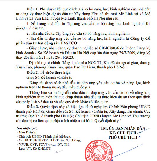 "Soi" sức khỏe tài chính của Taseco Land - DN "một mình một ngựa" tại dự án 3.200 tỷ đồng tại Mê Linh - Ảnh 1.