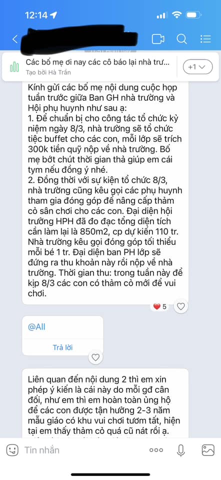 Phụ huynh bức xúc vì được kêu gọi "mỗi học sinh đóng 1 triệu để sửa thảm cỏ", hiệu trưởng nói gì?- Ảnh 1.