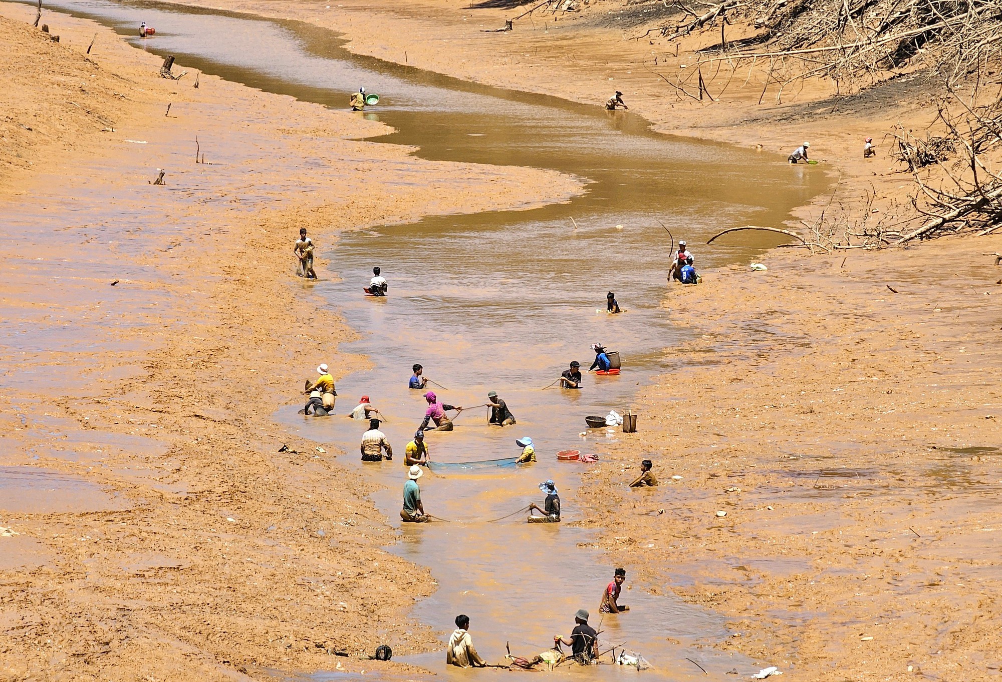 Một hồ thủy điện "cao tuổi nhất" Việt Nam ở Lâm Đồng, dân tình đang hô nhau bắt cá, vô số cá to 6-7kg/con- Ảnh 2.