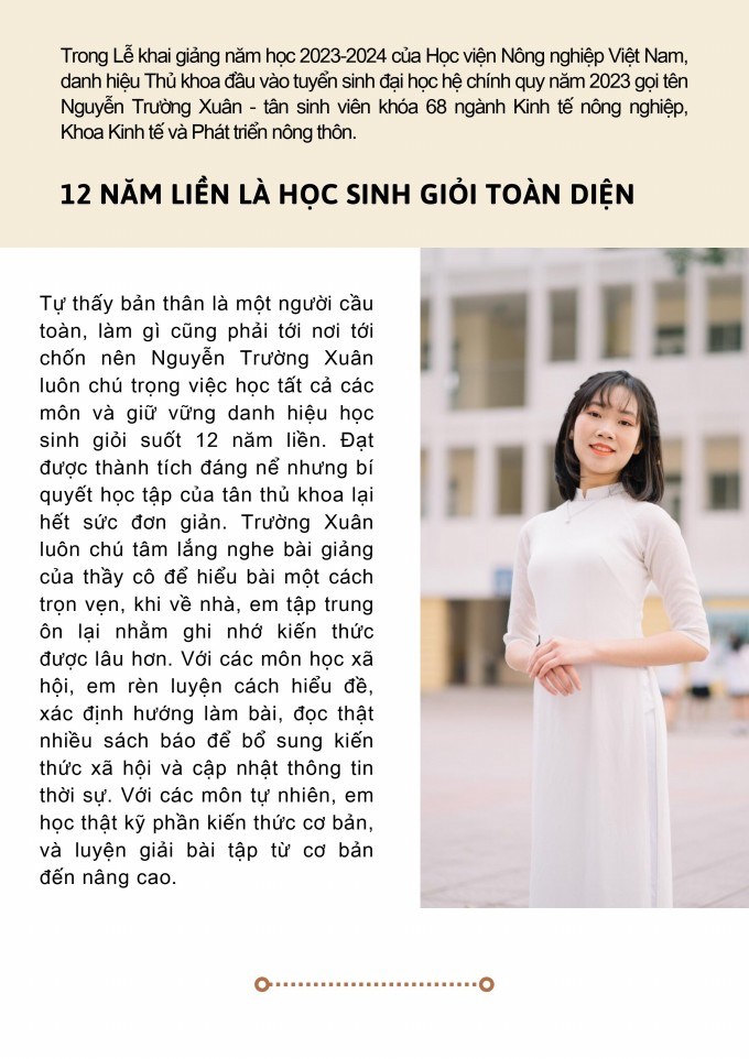 Thủ khoa Học viện Nông nghiệp Việt Nam năm 2023 chia sẻ 'bí kíp' học tập- Ảnh 2.