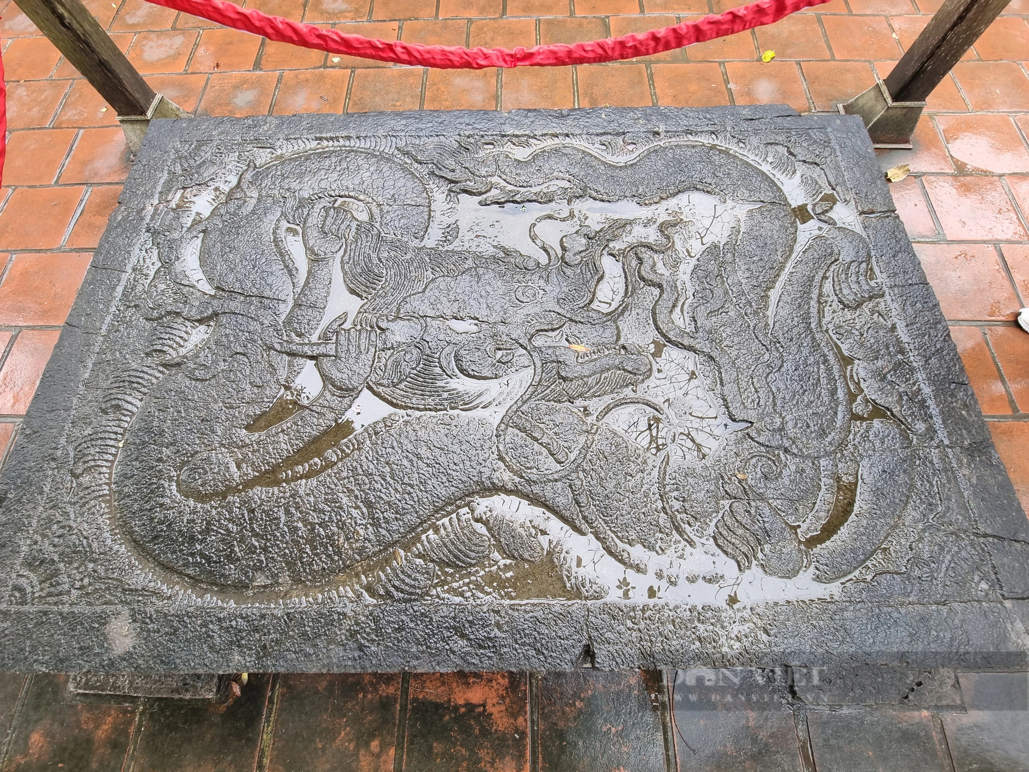 Xôn xao chuyện Bảo vật quốc gia bằng đá, hễ gặp nước là nổi hình rồng cuộn tại đền thờ vua Đinh ở Ninh Bình- Ảnh 4.