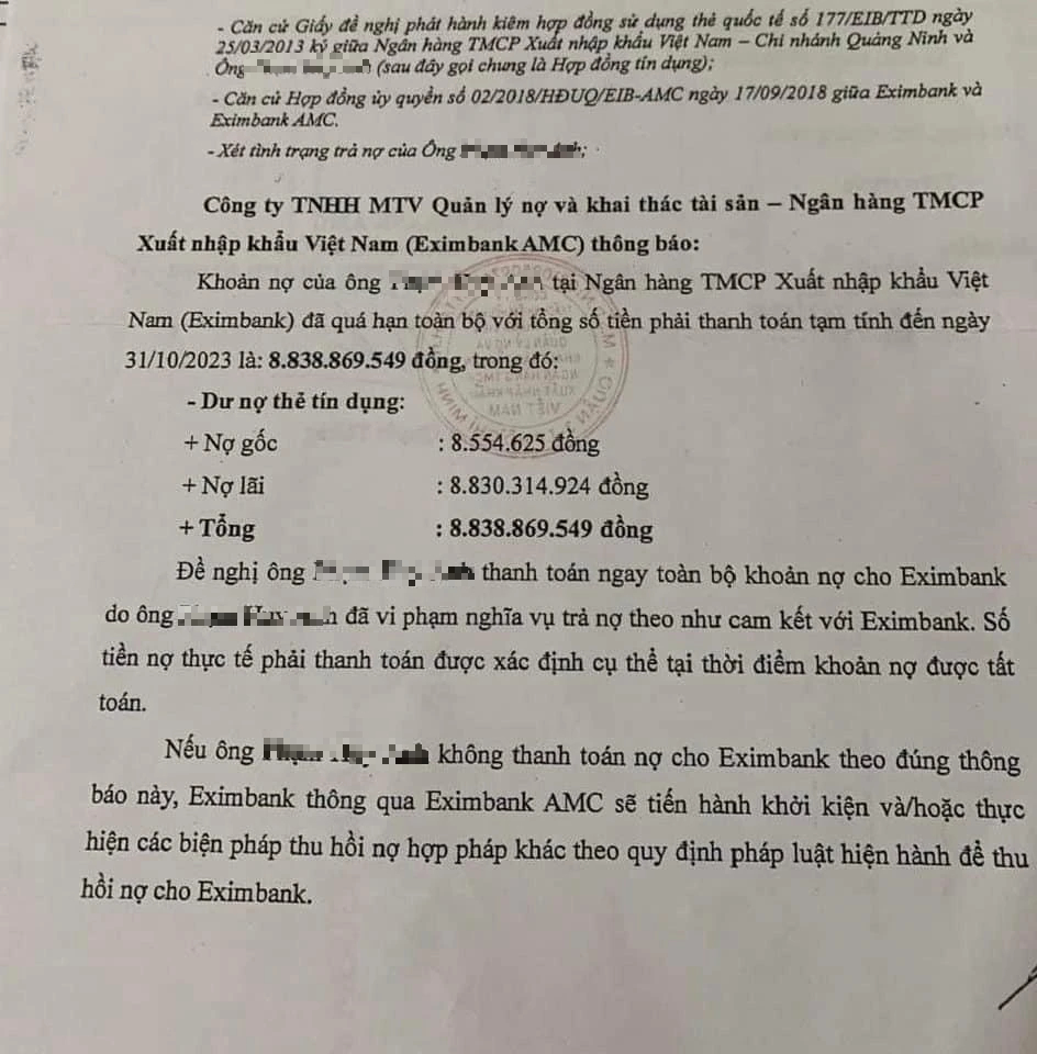 Dùng thẻ tín dụng 8,5 triệu "quên" trả, gần 11 năm sau khách hàng nợ lên hơn 8,8 tỷ đồng: Ngân hàng nói gì?- Ảnh 2.