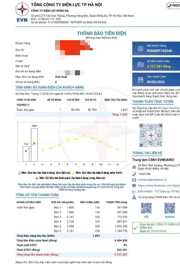 Hoá đơn tiền điện tháng 2 tăng vọt: EVN Hà Nội giải thích có hợp lý?- Ảnh 2.