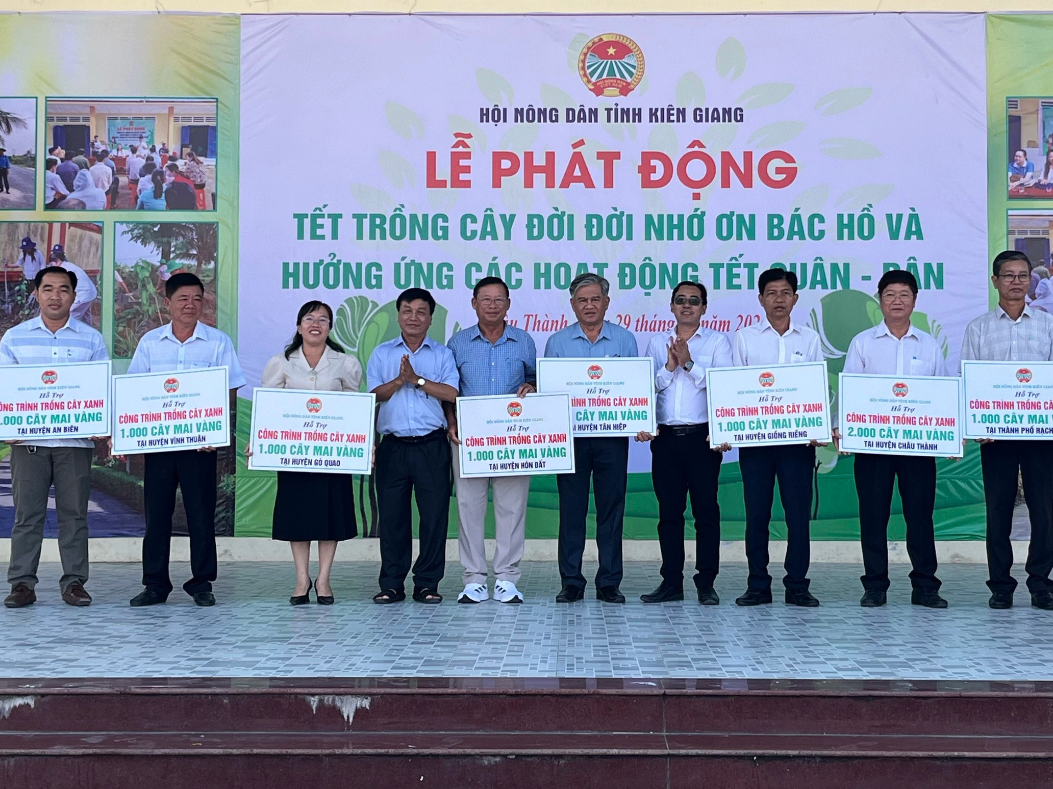 10.000 cây mai vàng sẽ được Hội Nông dân các cấp tỉnh Kiên Giang trồng ở 9 huyện, thành phố- Ảnh 1.